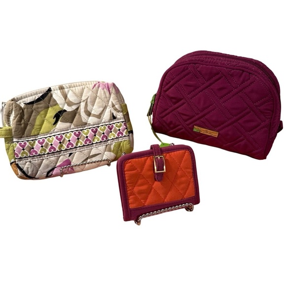 Vera Bradley Set of 3 in Burgundy. Cosmetic Pouches & Card/ID Holder EUC-NWT - Picture 16 of 16